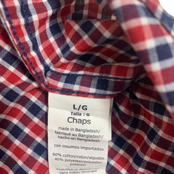 100% Cotton Long Sleeve Dress check Shirts for Men Size large  CHAPS - Picture 7 of 15